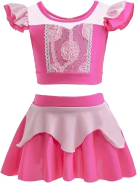 REXREII Girls Princess Swimsuits Two-Piece Tankini Set Beach Surf Birthday Swimming Party Bathing Suits Fancy Swimwear