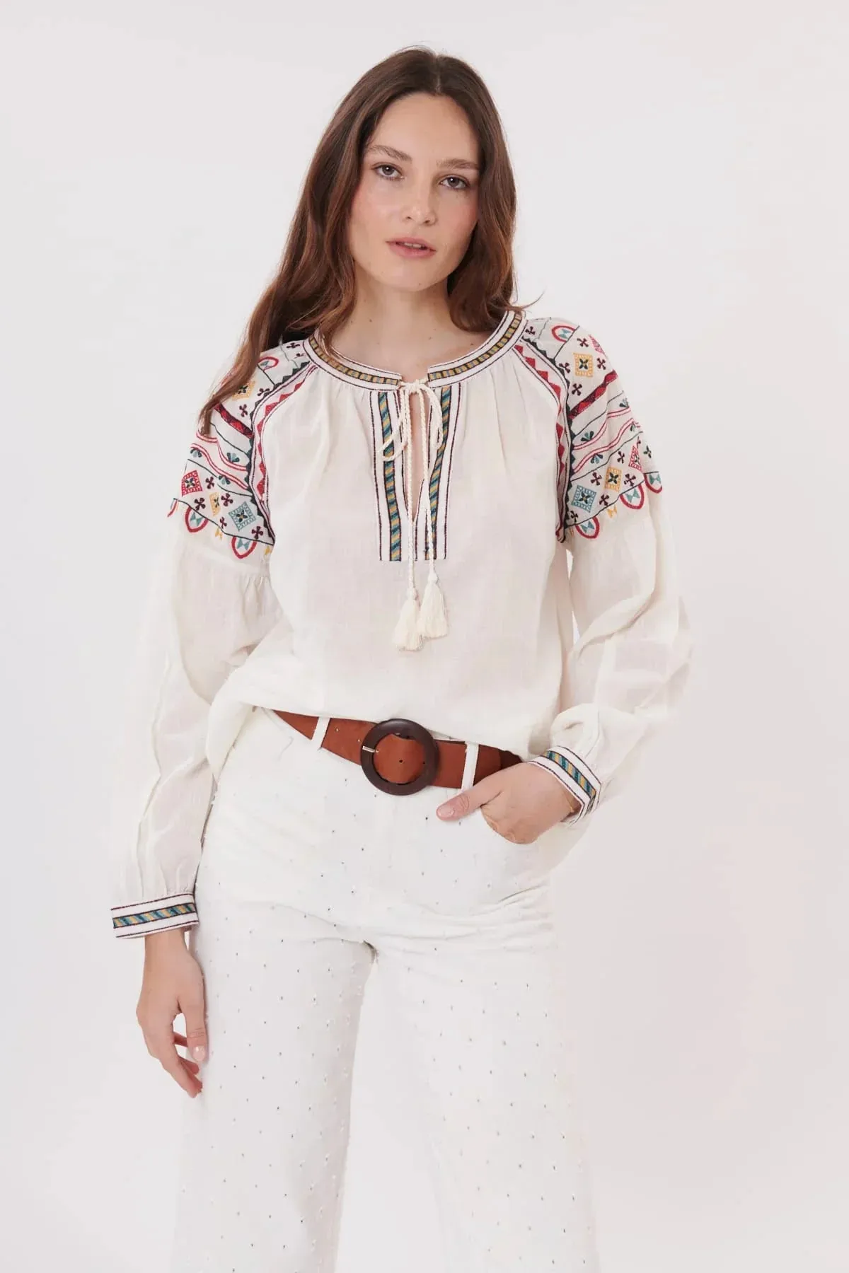 Reykjavik Embroidered Top -indigo