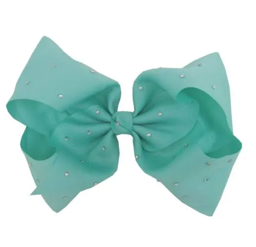 Rhinestone Bow - Aqua