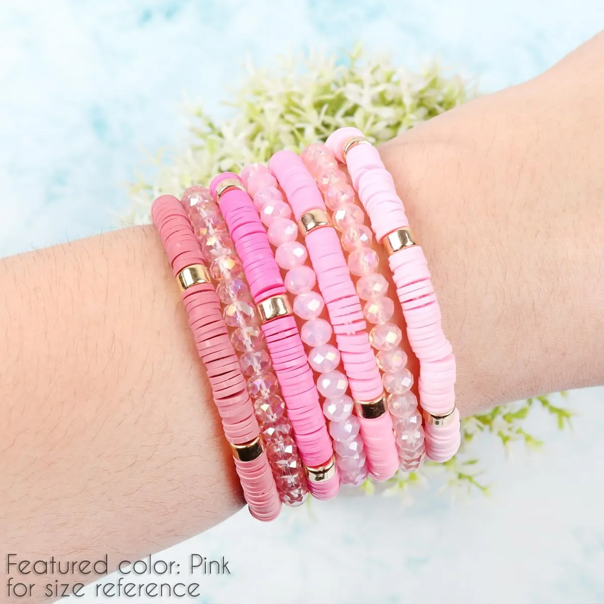 RIAH FASHION Bohemian Multi-Layer Beaded Stacking Statement Bracelets - Versatile Strand Stretch Sparkly Crystal Beads Wrap Slip-on Cuff Bangle Set