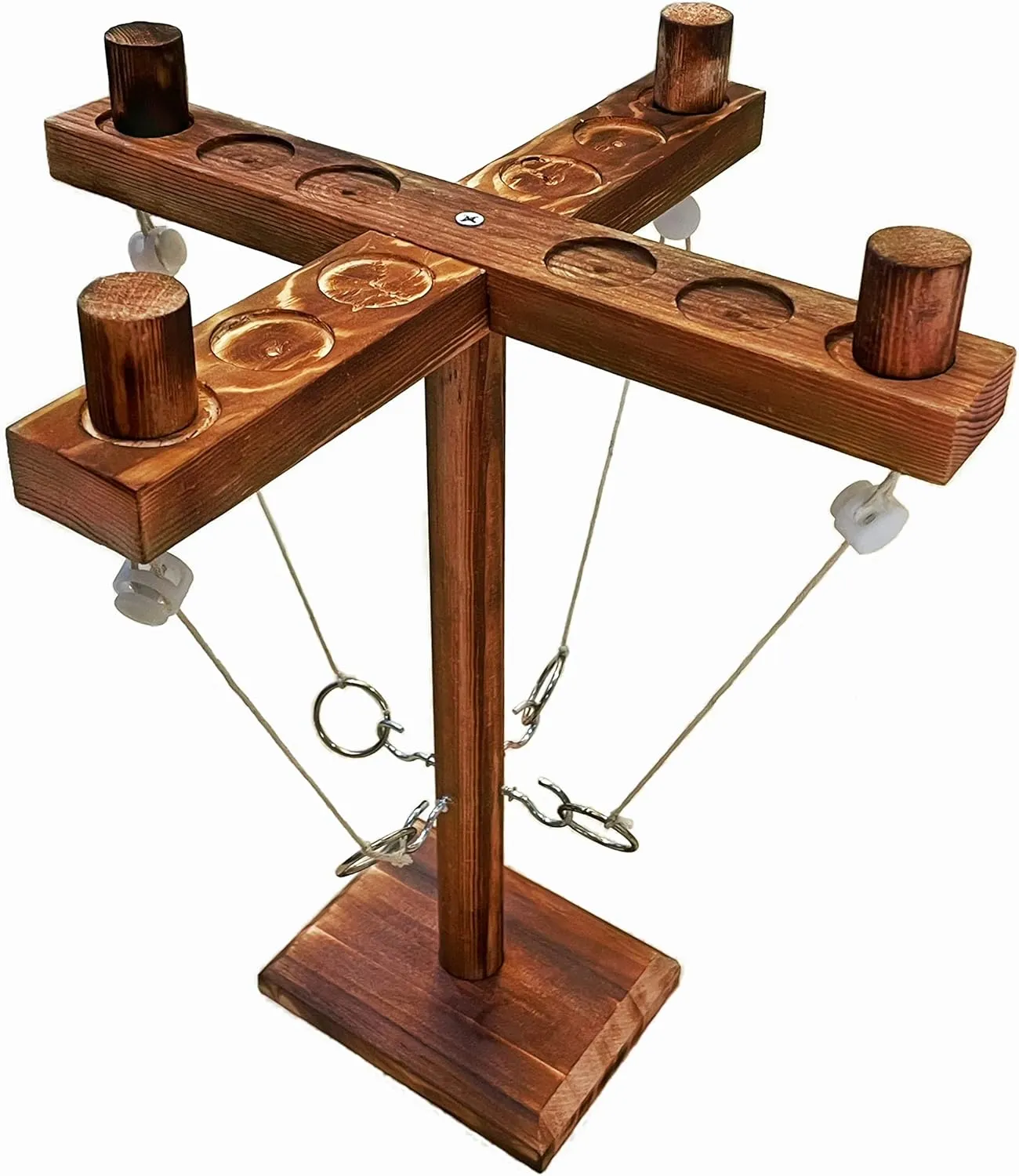 Ring toss Games Ring Hook Toss Game, Wooden Hook Tossing Game with Shot Ladder for Party Outdoor Handmade Handheld Ring Hook Fast-Paced Interactive Gaming Toys
