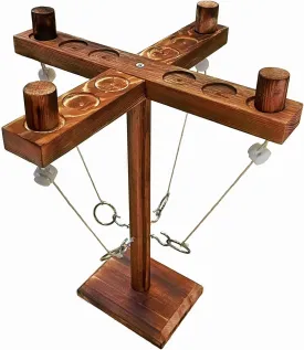 Ring toss Games Ring Hook Toss Game, Wooden Hook Tossing Game with Shot Ladder for Party Outdoor Handmade Handheld Ring Hook Fast-Paced Interactive Gaming Toys
