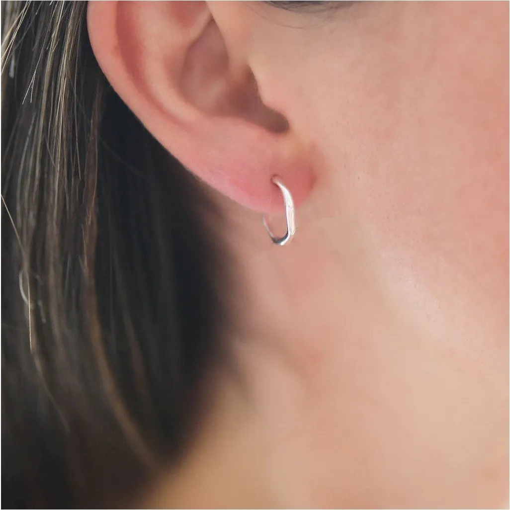 Ronda Mini Piccolo Polished Sterling Silver Hoop Earrings