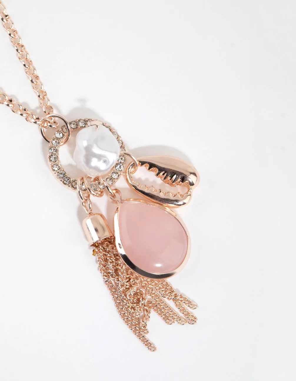 Rose Gold Disc & Charm Necklace