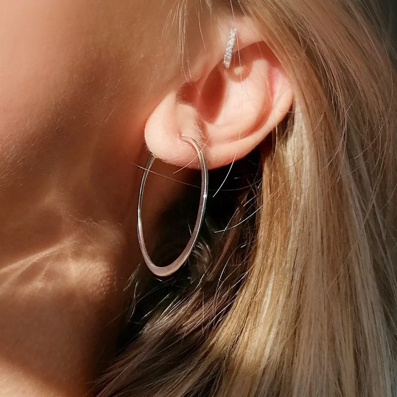 Silver Flat Hoop Earrings