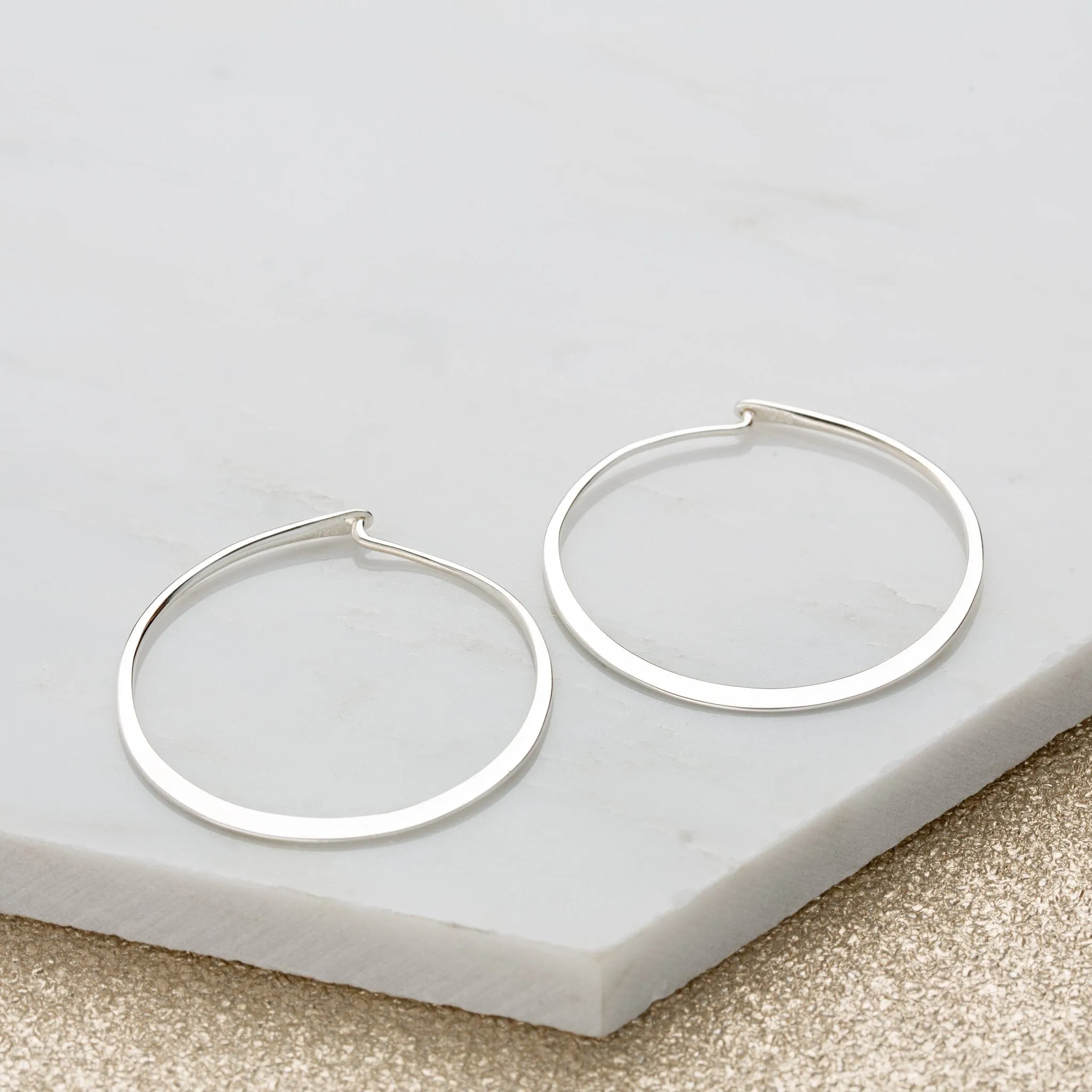 Silver Flat Hoop Earrings
