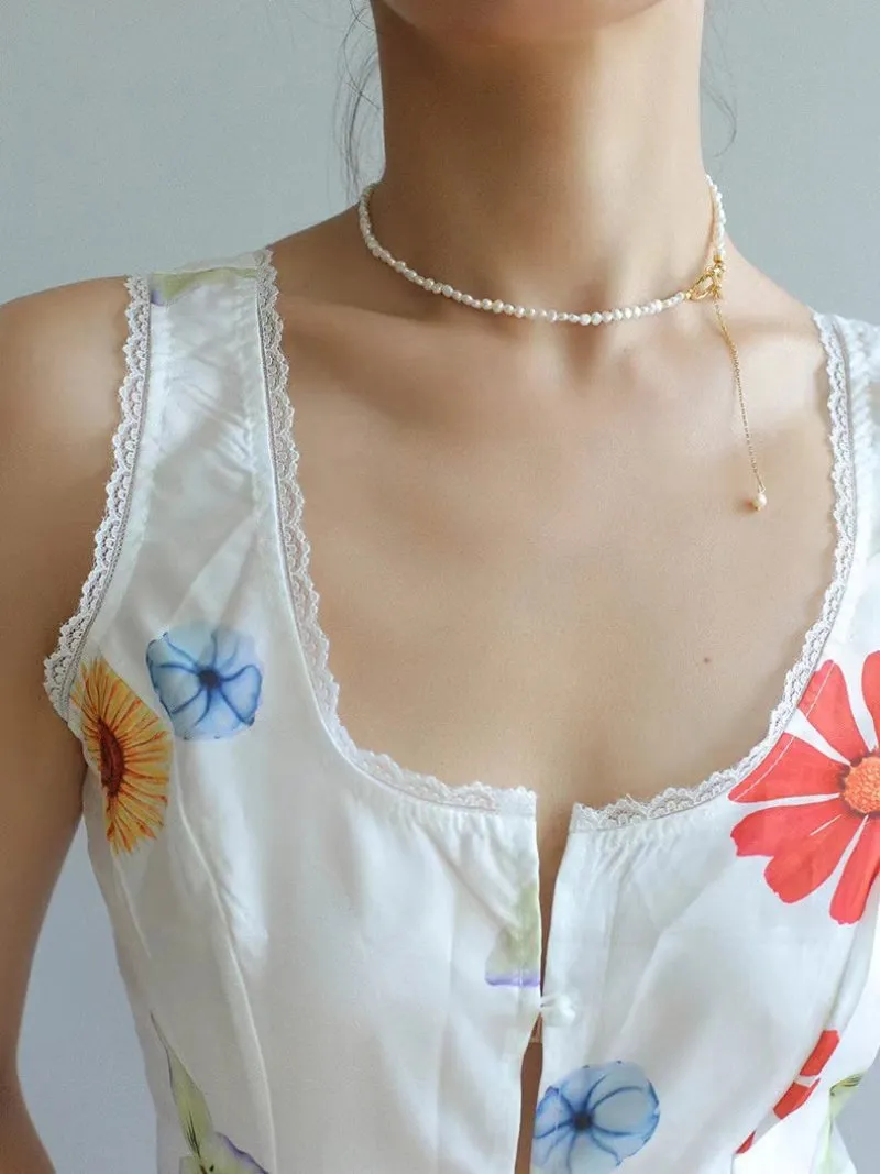 Small Steamed Bun Pearl OT Buckle Necklace