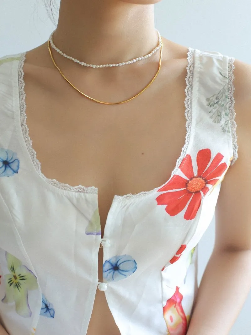 Small Steamed Bun Pearl OT Buckle Necklace