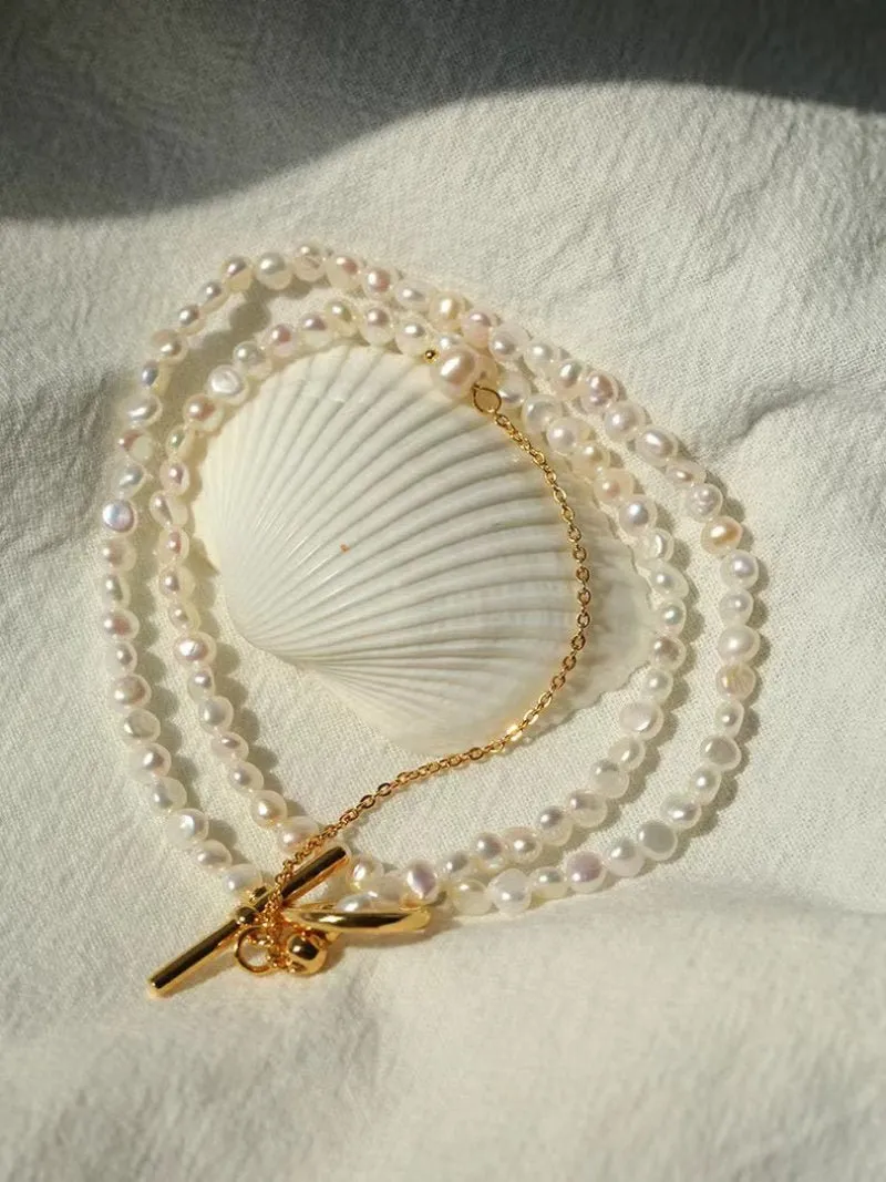 Small Steamed Bun Pearl OT Buckle Necklace