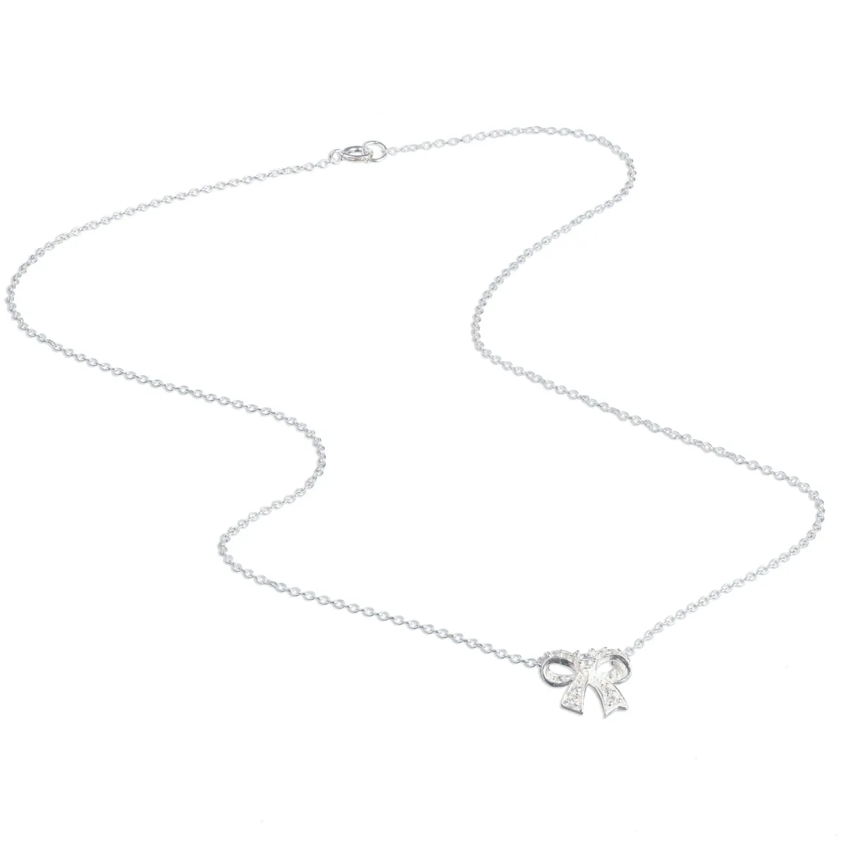 Sterling Silver Bow Zirconia Necklace