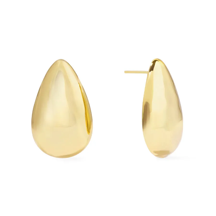Teardrop Dome Gold Stud Earrings
