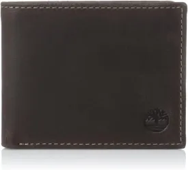 Timberland Men's Leather Wallet With Attached Flip Pocket, Brown (Delta), One Size