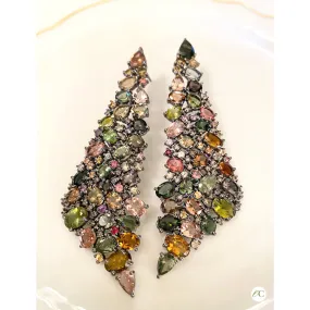 Tourmaline and Diamond Confetti Earrings