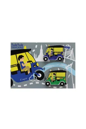 TUK TUK POSTCARD WITH MAGNETS : Blue / Green