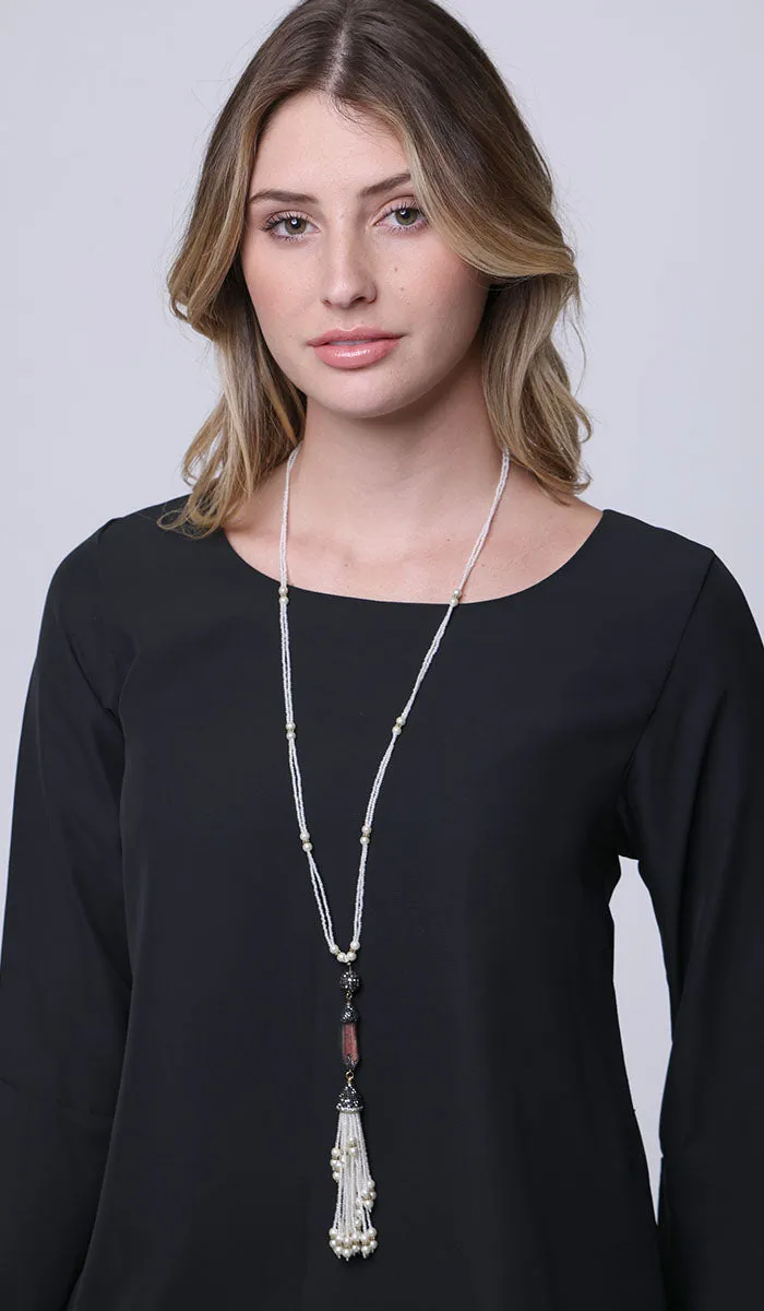 Turkish Artisan Long Tassel Necklace - Agate
