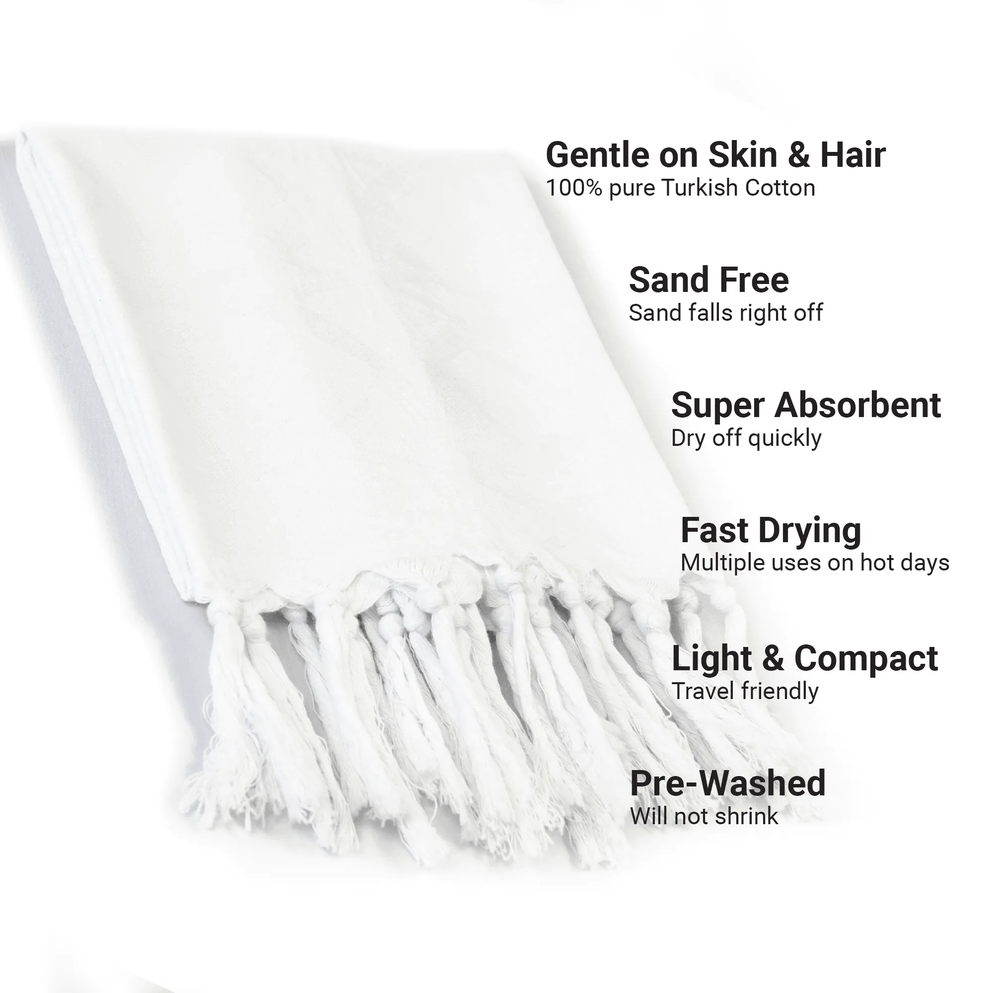 Turkish Cotton Hand Towel | Blanc in White