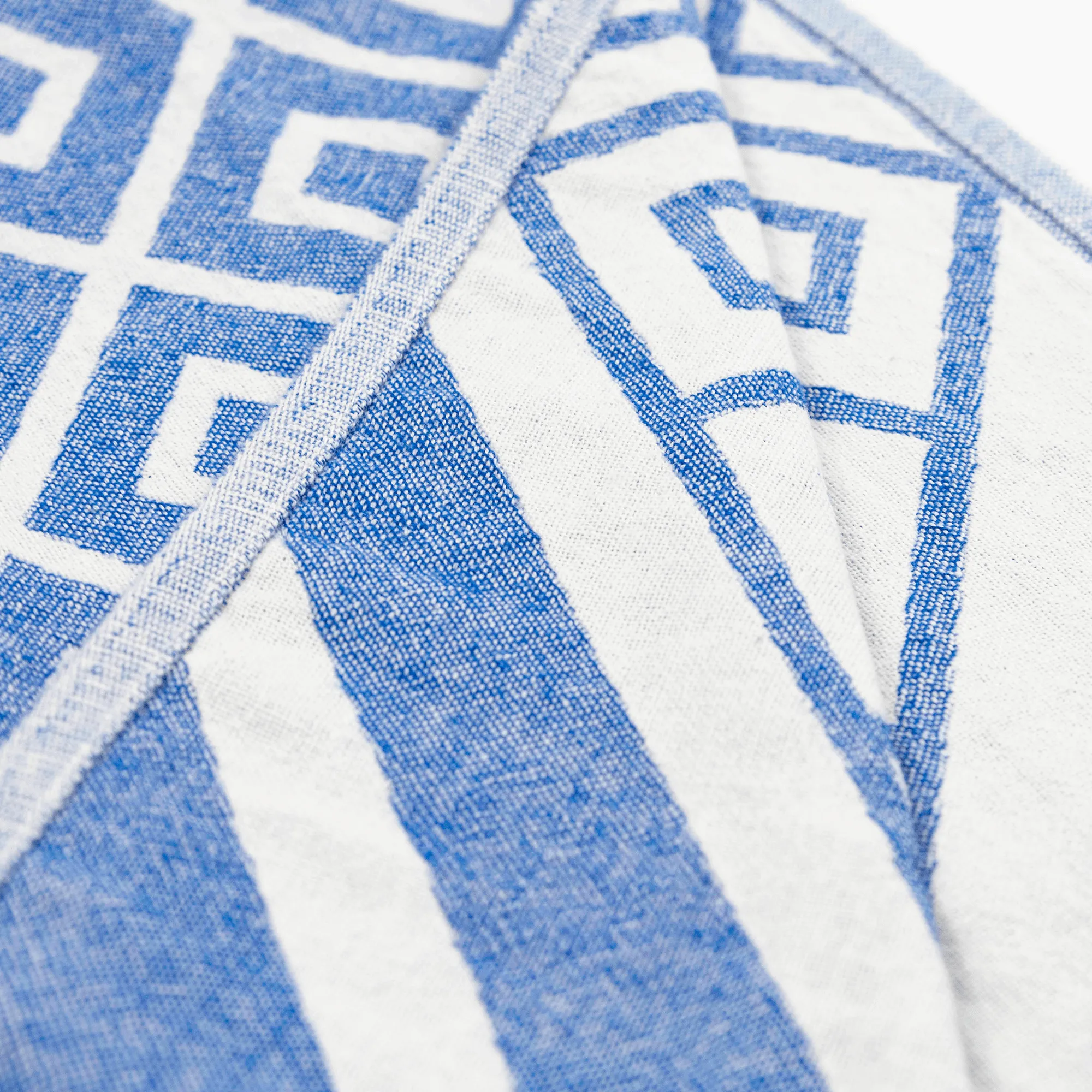 Turkish Cotton Hand Towel | Geo Diamond in Blue   White