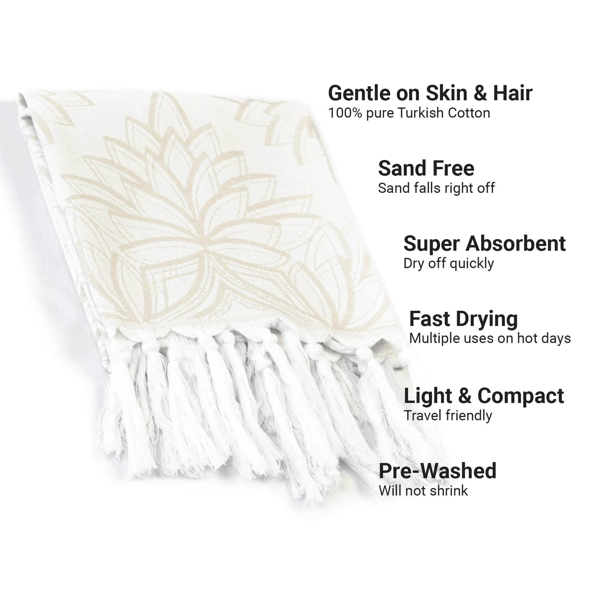 Turkish Cotton Hand Towel | Horona in Oat   White
