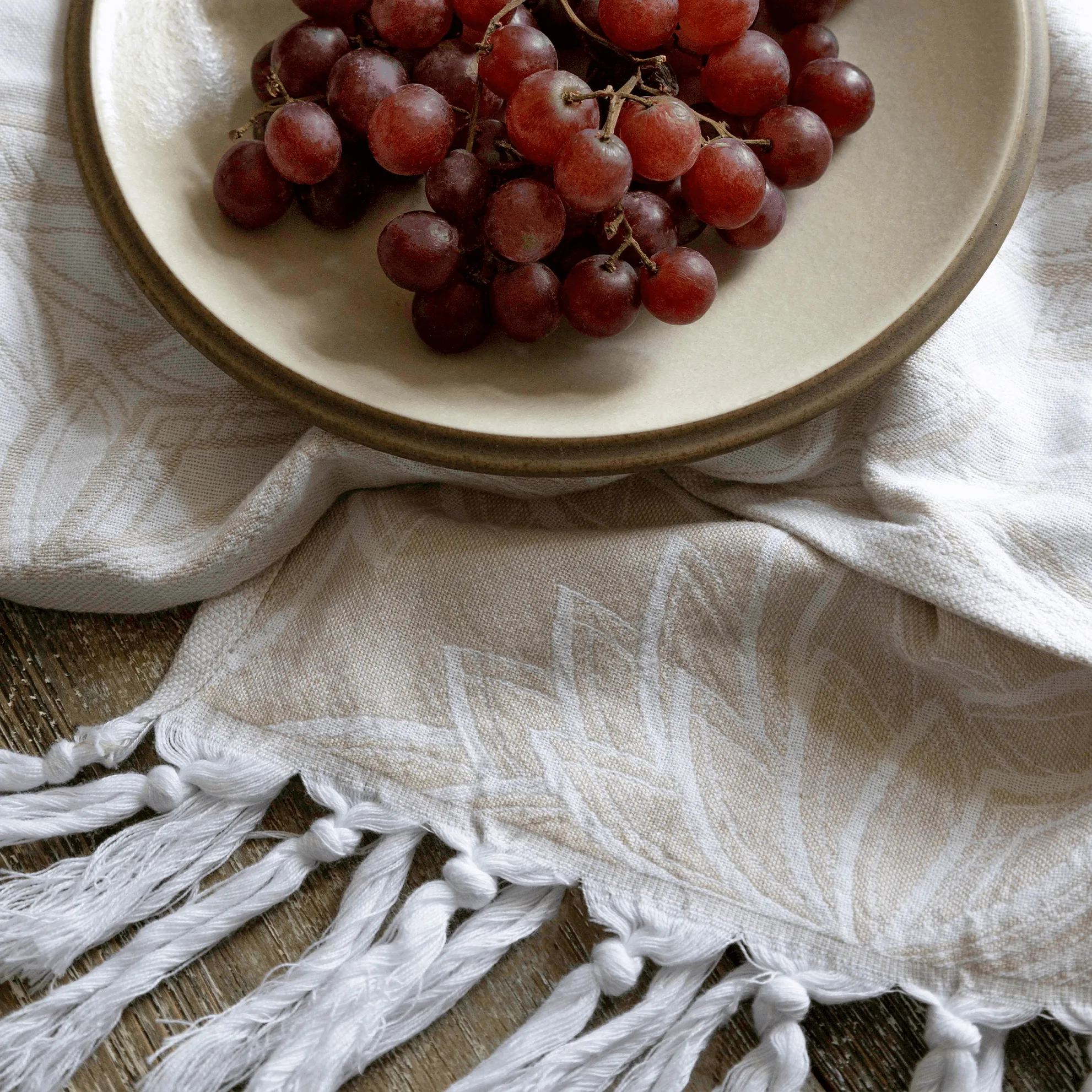 Turkish Cotton Hand Towel | Horona in Oat   White