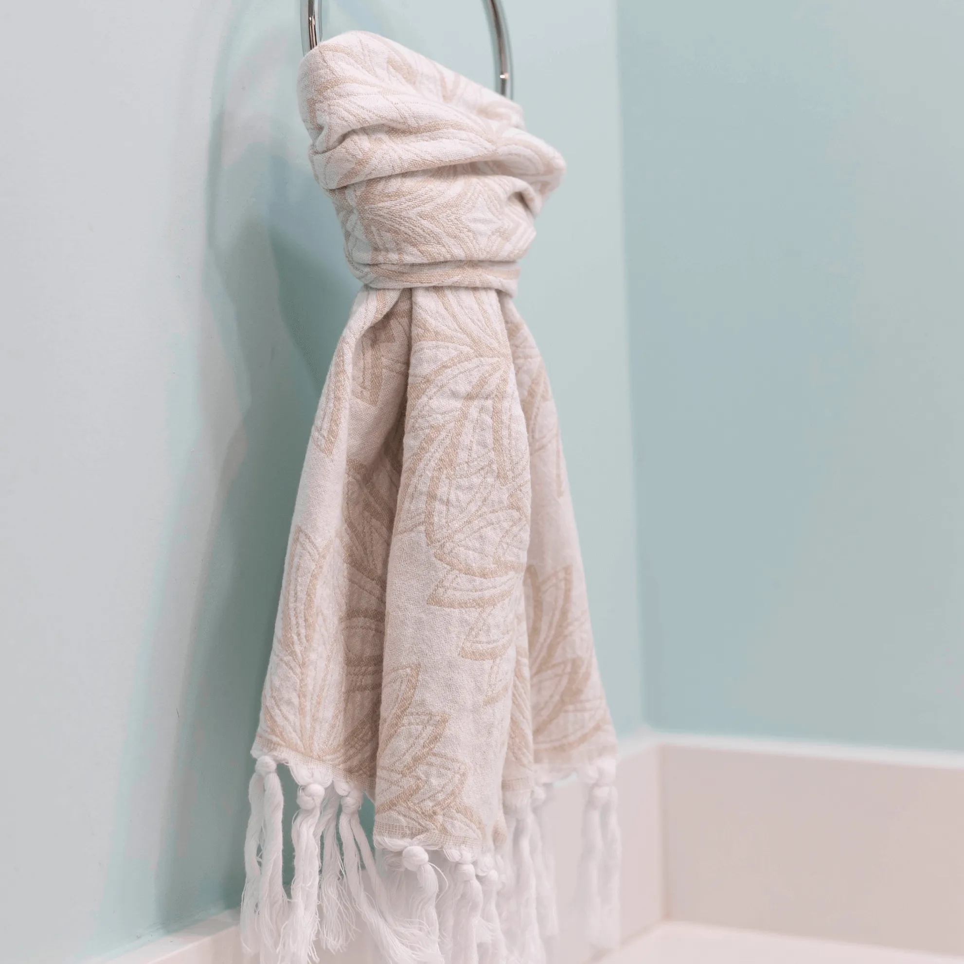 Turkish Cotton Hand Towel | Horona in Oat   White