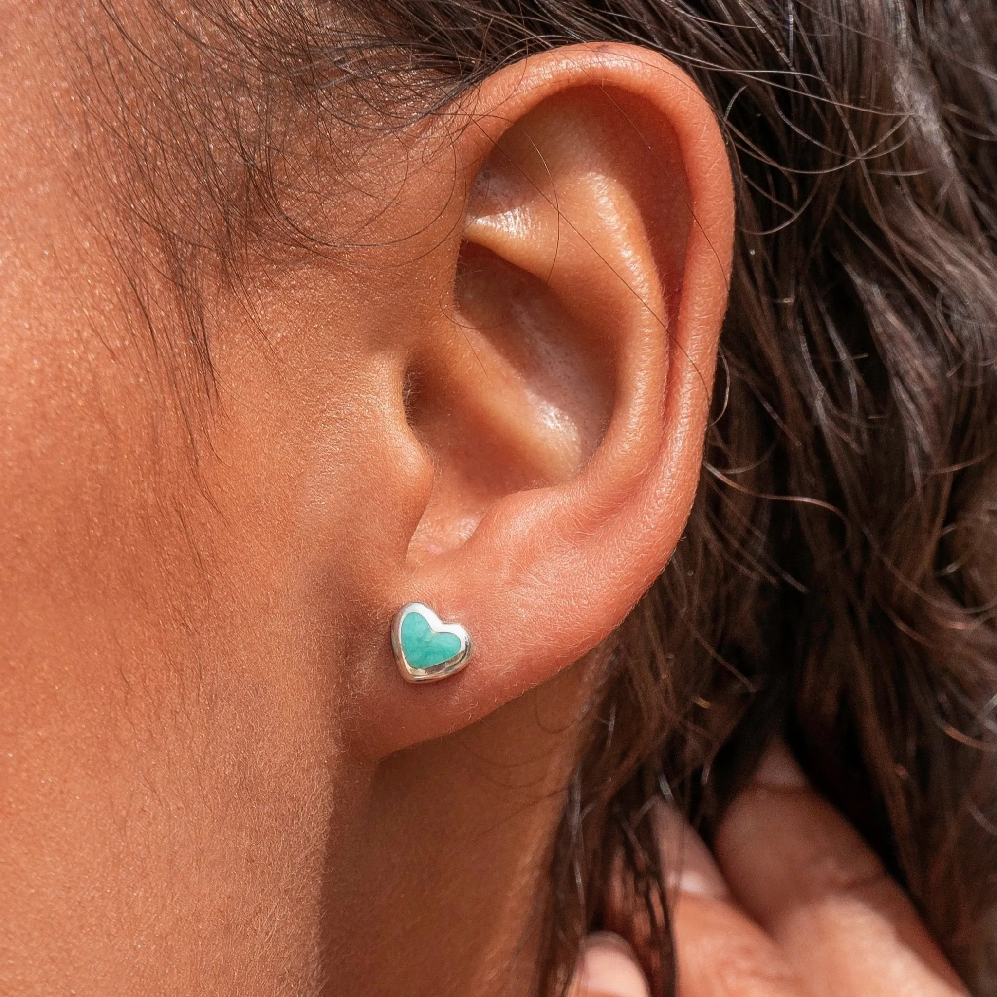 Turquoise love stone studs