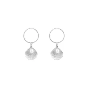 Ula Shell Hoop Earrings - Sterling Silver