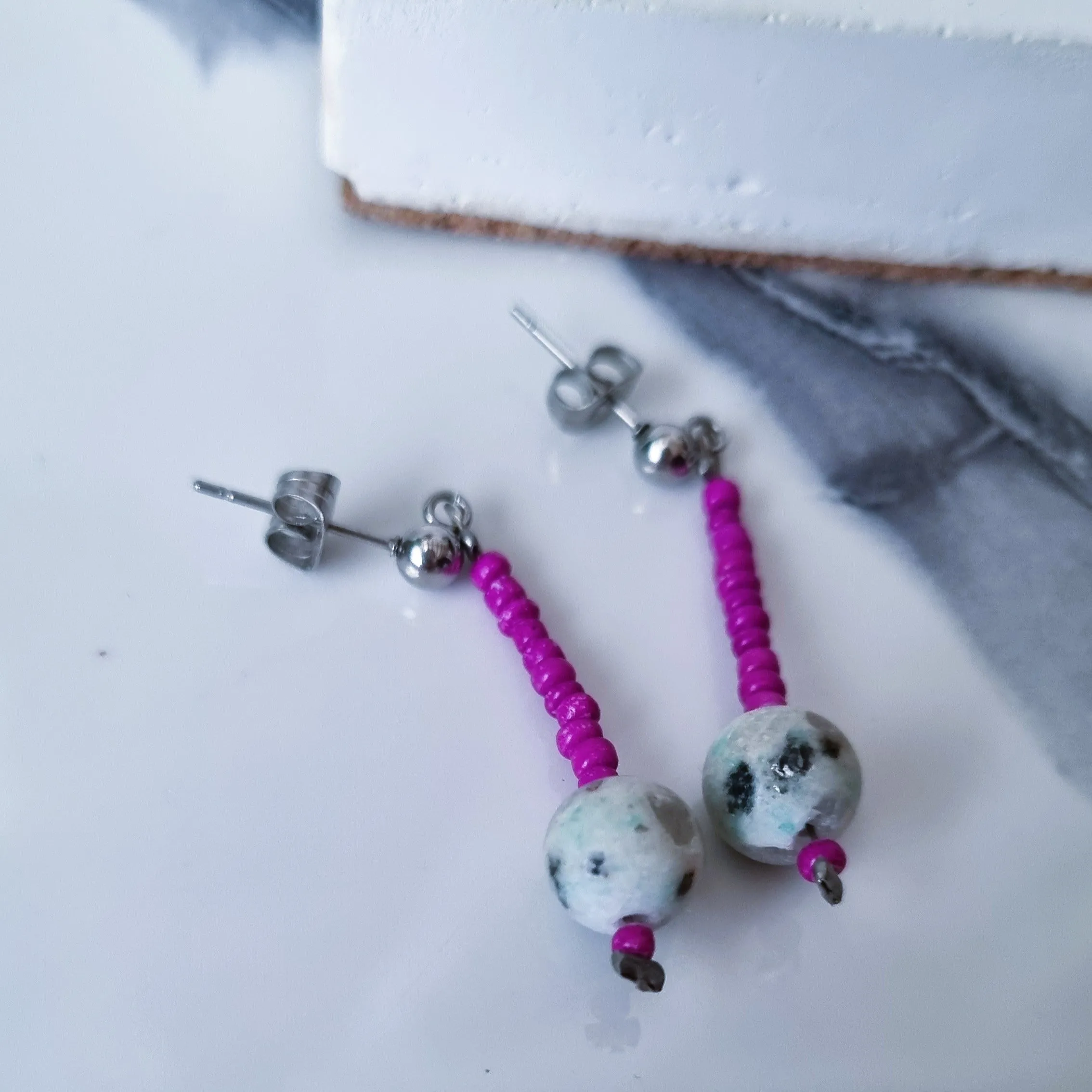Vertical beaded earrings