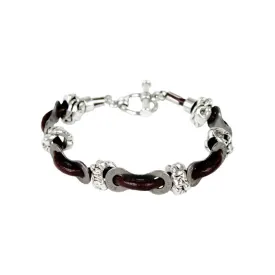 Women's Leather Link & Bead Bracelet