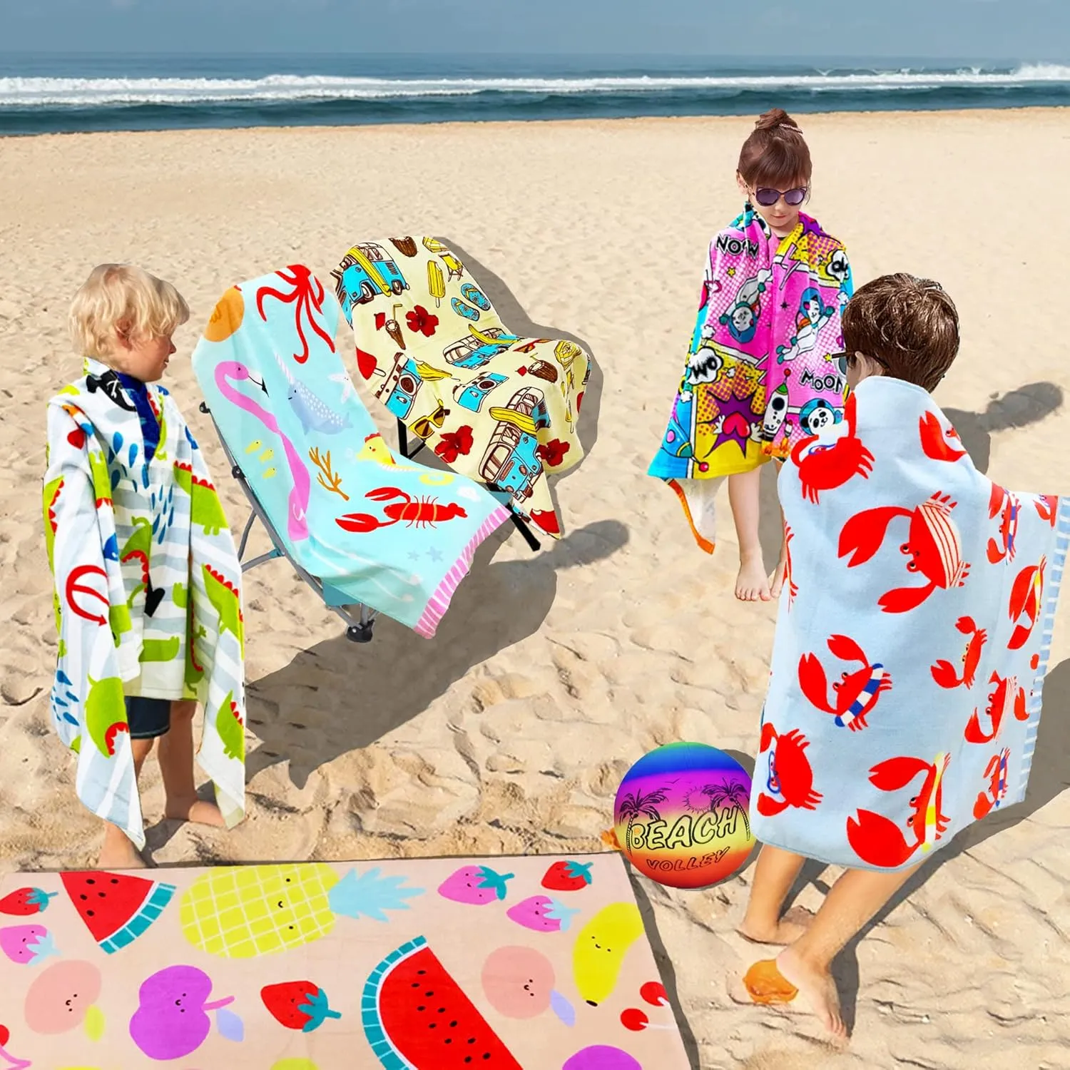 YIFONTIN Kids Beach Towel Super Soft Absorbent Cotton Blanket 25.5X51.0 for Bath Swimming Camping, Crocodile Pirate.