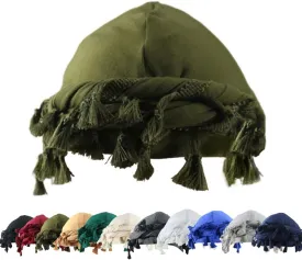 YuMENo Turban for Men Women Vintage Twist Durag Head Wraps Satin Lined Halo Turban with Tassel Waves Braids