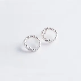 Τiny twig hoops with dewdrops - stud earrings - silver 925